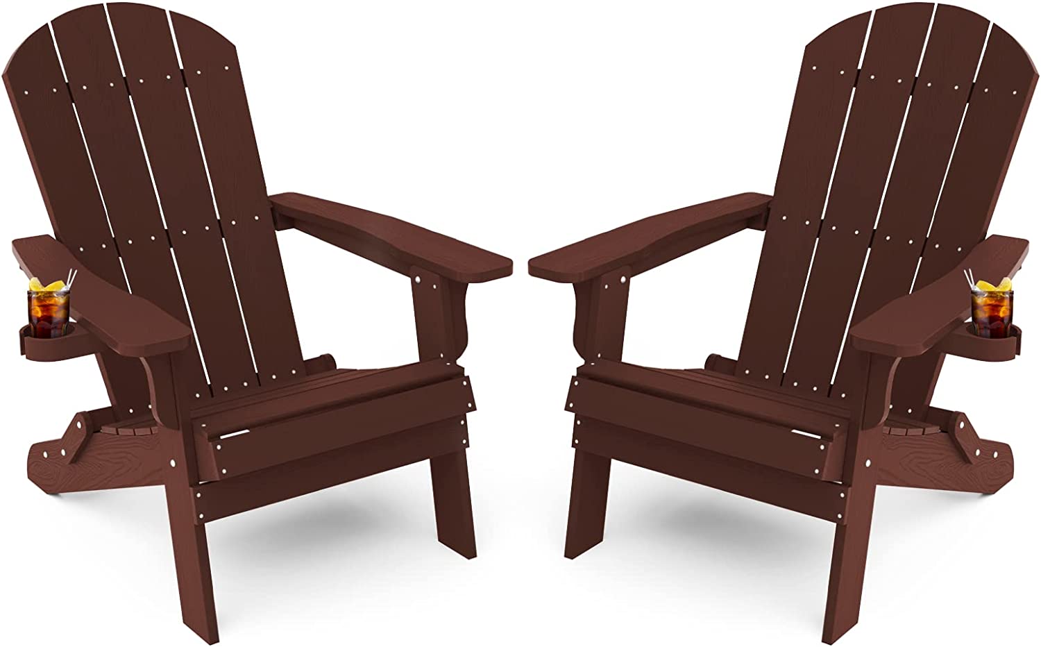 Grant Park Traditional Curveback Aruba Plastic Outdoor Adirondack Patio Chair (Set of 4)