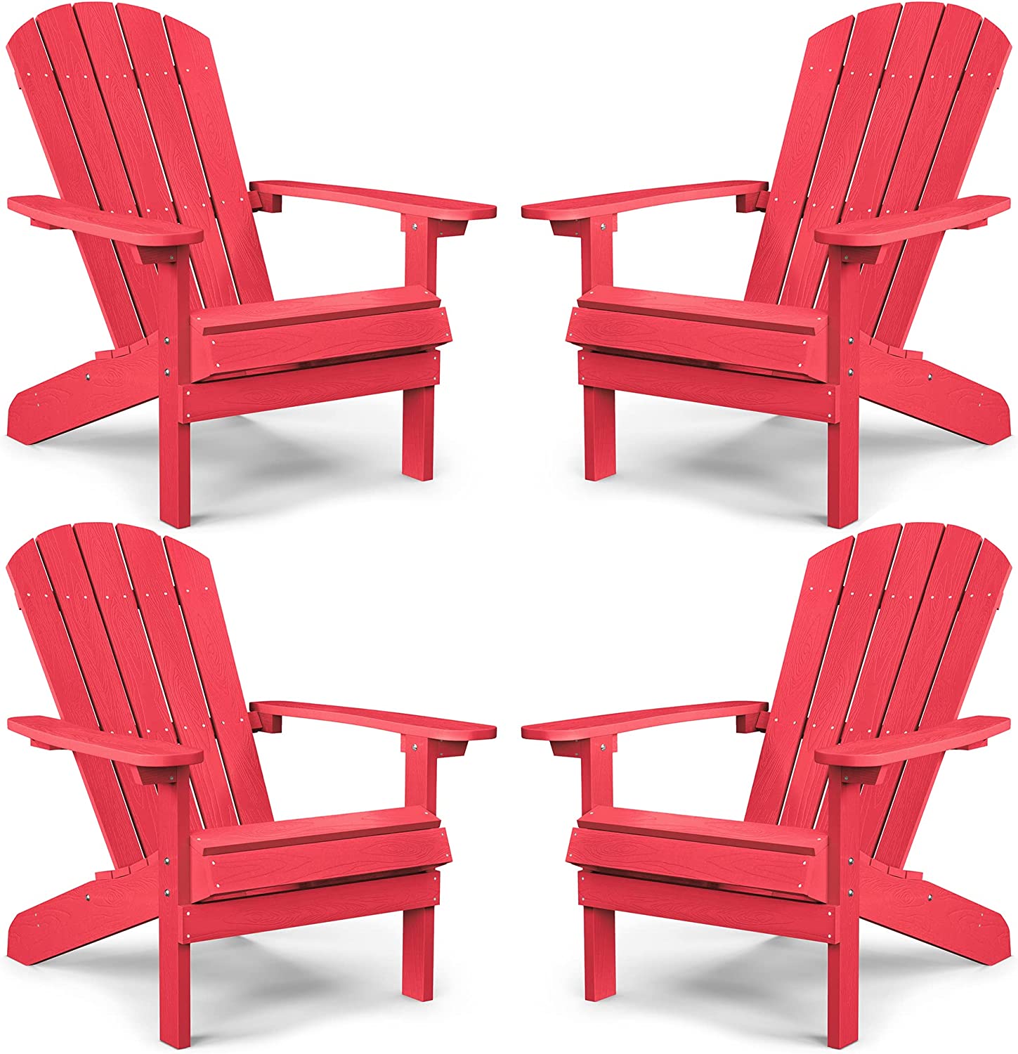 Grant Park Traditional Curveback Aruba Plastic Outdoor Adirondack Patio Chair (Set of 4)