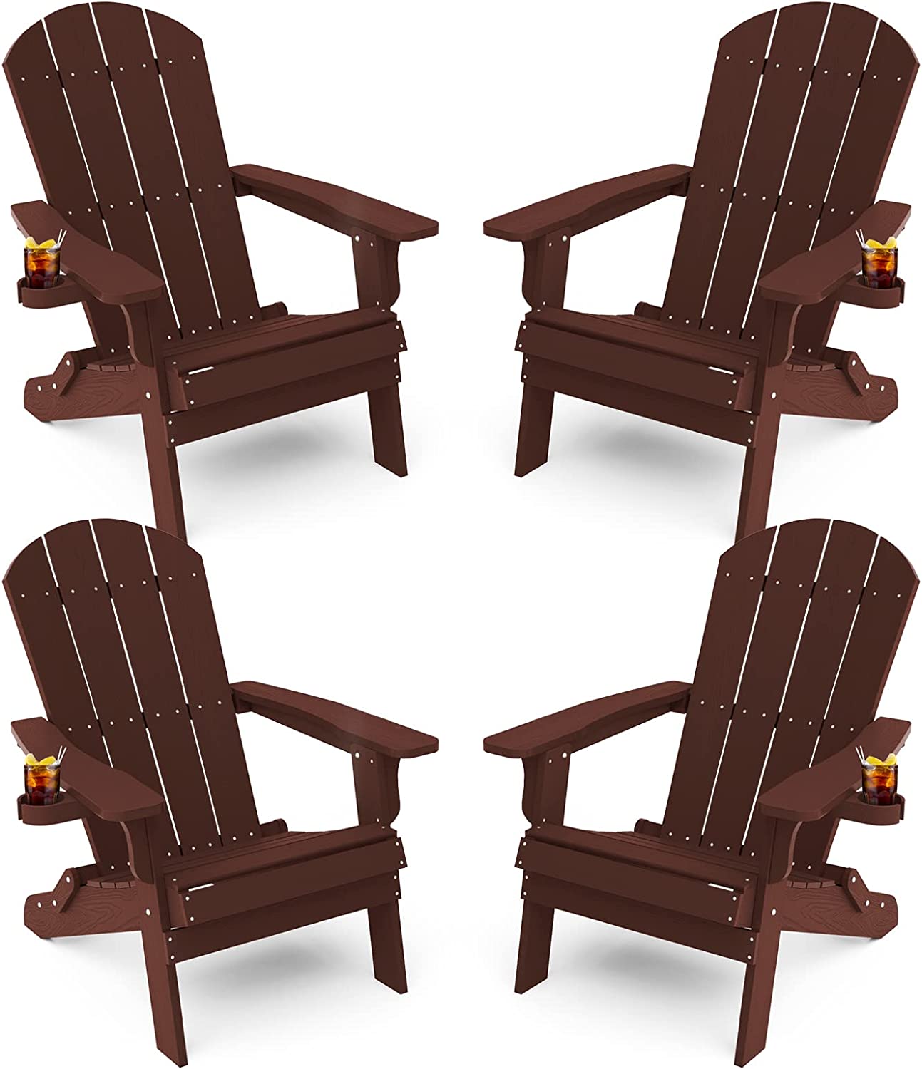 Grant Park Traditional Curveback Aruba Plastic Outdoor Adirondack Patio Chair (Set of 4)