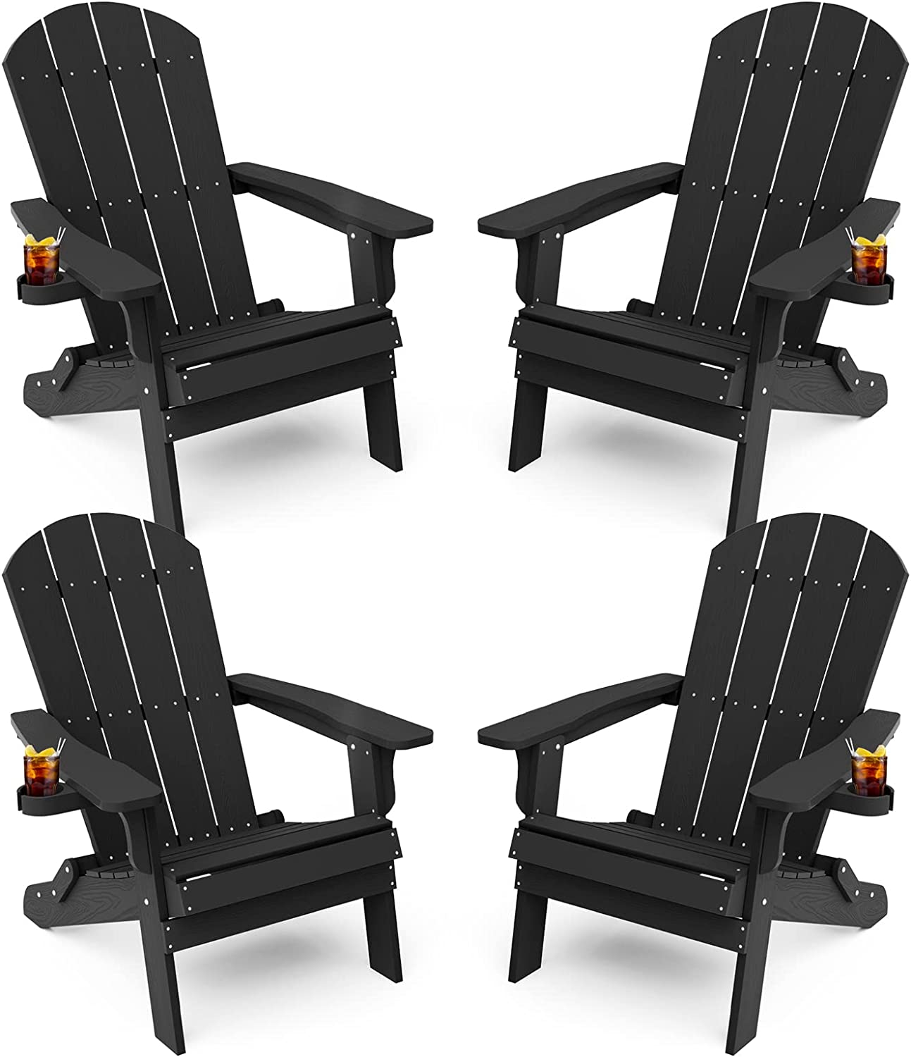 Grant Park Traditional Curveback Aruba Plastic Outdoor Adirondack Patio Chair (Set of 4)
