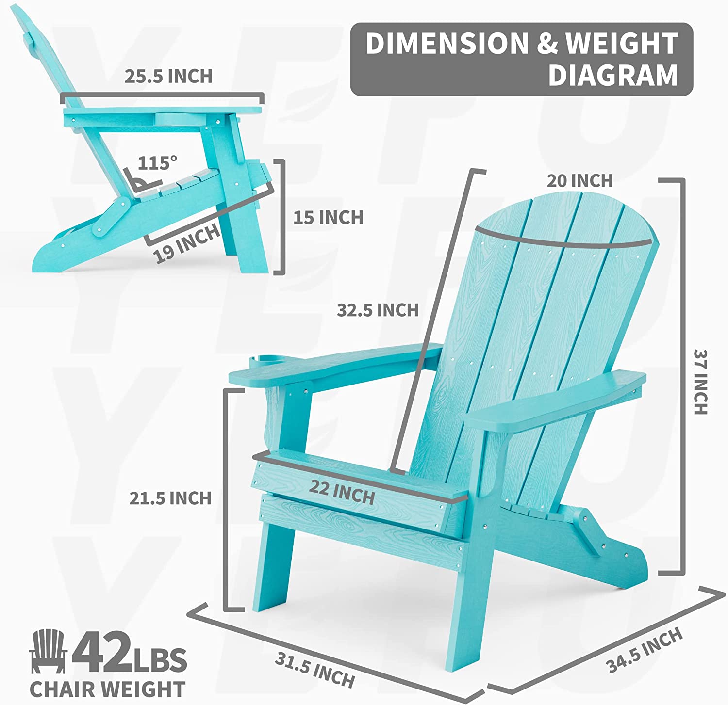 Grant Park Traditional Curveback Aruba Plastic Outdoor Adirondack Patio Chair (Set of 4)