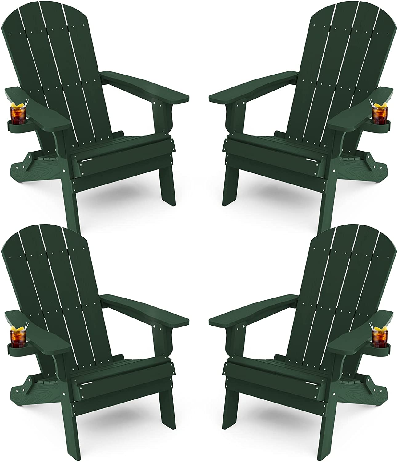 Grant Park Traditional Curveback Aruba Plastic Outdoor Adirondack Patio Chair (Set of 4)