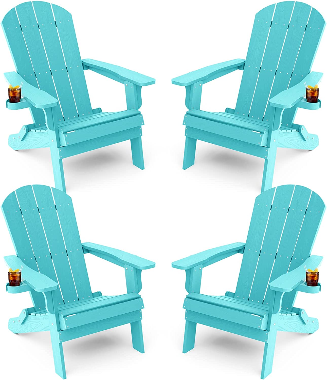Grant Park Traditional Curveback Aruba Plastic Outdoor Adirondack Patio Chair (Set of 4)