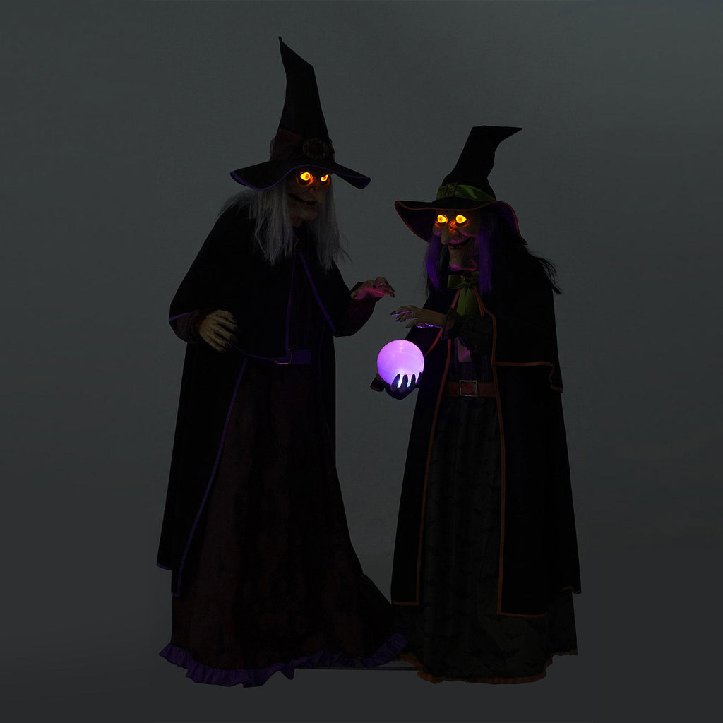 Pre-Lit Animated Crystal Ball Witches, Set of 2