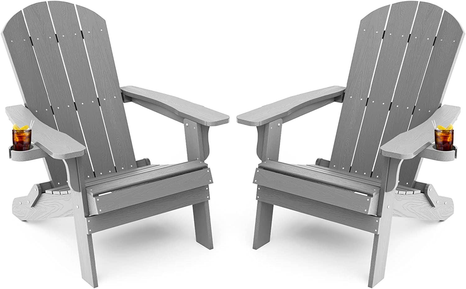 Grant Park Traditional Curveback Aruba Plastic Outdoor Adirondack Patio Chair (Set of 4)