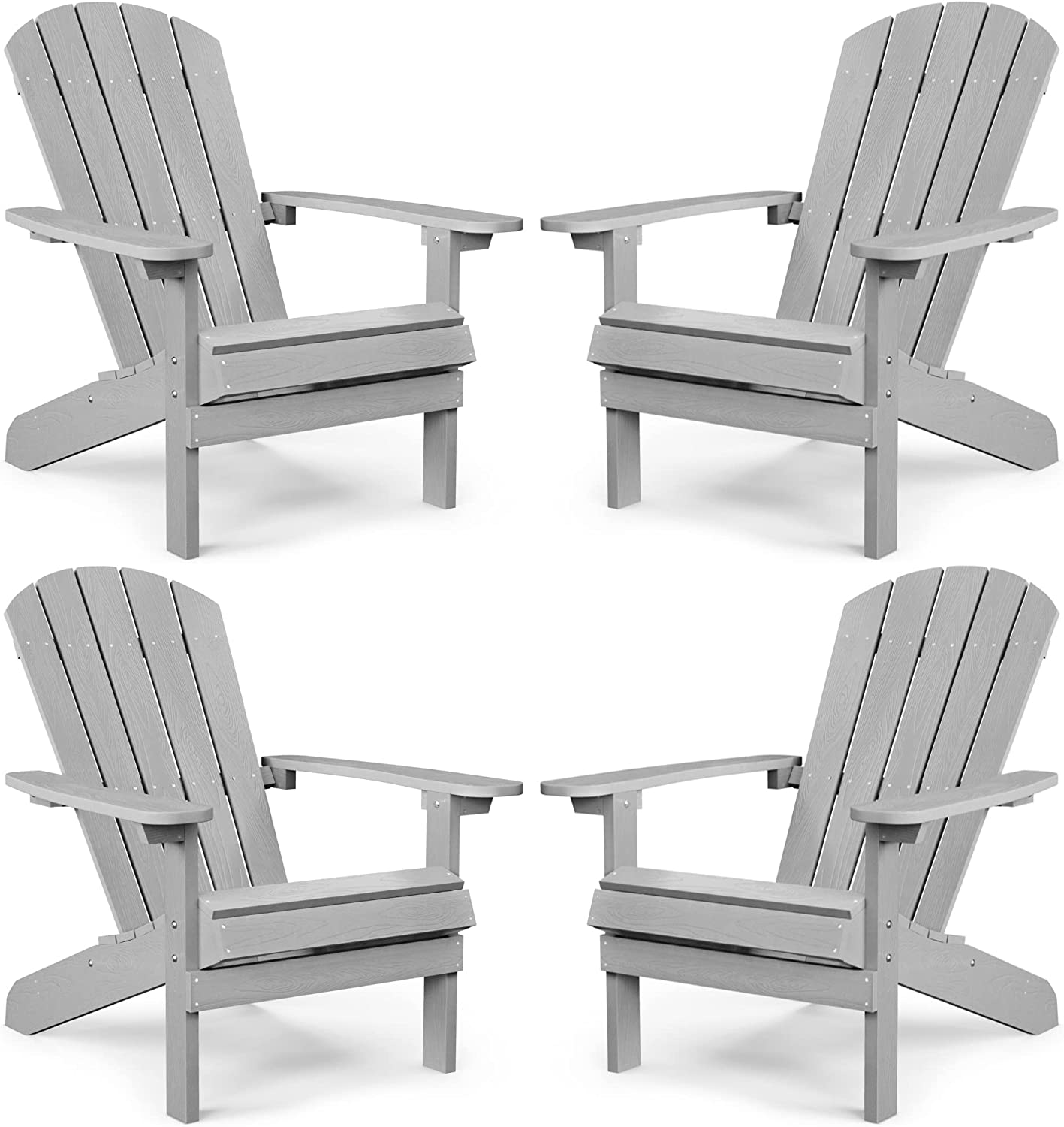 Grant Park Traditional Curveback Aruba Plastic Outdoor Adirondack Patio Chair (Set of 4)