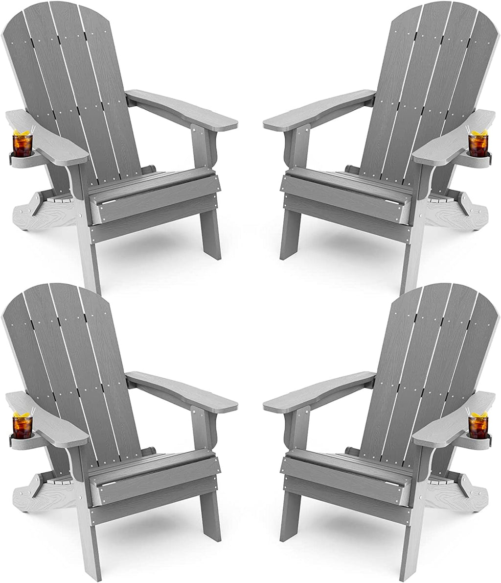 Grant Park Traditional Curveback Aruba Plastic Outdoor Adirondack Patio Chair (Set of 4)