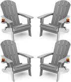 Grant Park Traditional Curveback Aruba Plastic Outdoor Adirondack Patio Chair (Set of 4)