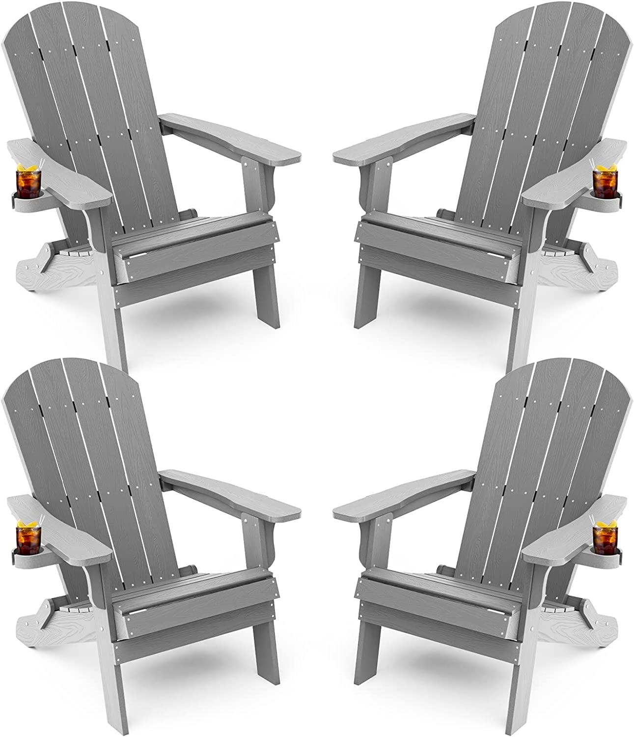 Grant Park Traditional Curveback Aruba Plastic Outdoor Adirondack Patio Chair (Set of 4)