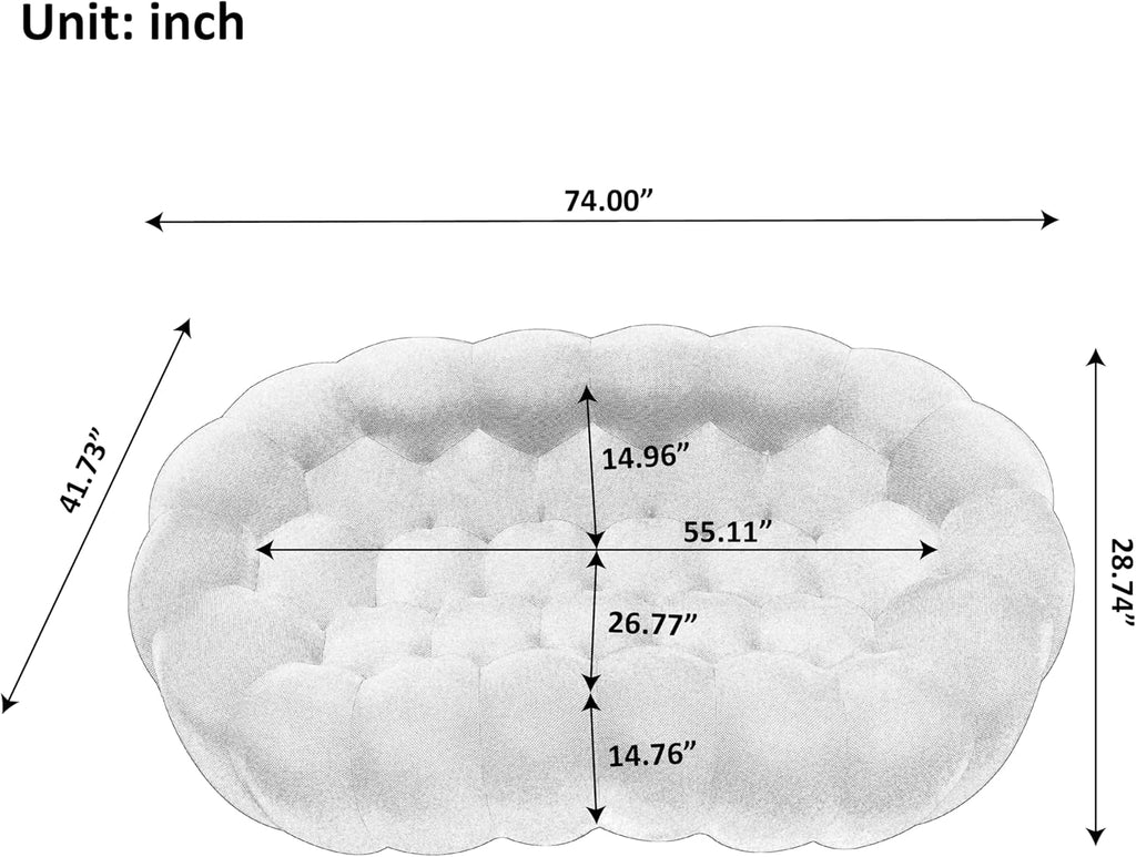 🎉74.8'' Modern Loveseat Sofa, 2 Seater Mesh Fabric Love Seat Floor Sofa